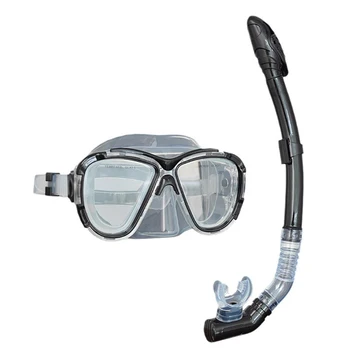 Маска для подводного плавания Силиконовый набор для подводного плавания с маской и трубкой, маска для подводного плавания из закаленного стекла, снаряжение для подводного плавания с полной сухой трубкой для подводного плавания и защитные очки