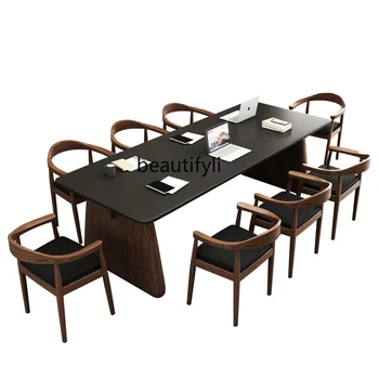 Индивидуальный стол для совещаний из массива дерева, Простой Современный Офисный Длинный Стол, Дизайнерский Креативный Верстак, Усовершенствованный Стол, Длинный Стол