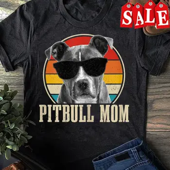 Винтажная забавная футболка для мамы собаки Питбуля Pitbull Mom - Подарок для любителей собак - Funny