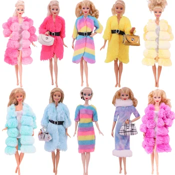 Кукольная Одежда Barbiees, Плюшевые Платья-свитера, Аксессуары и Миниатюрные Предметы, Сумочка, Игрушки Для Девочек Для Кукол Bjd 11,8 дюймов 30 см