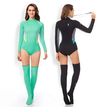 2 мм дайвинг чулки длинные рукава гидрокостюм - гидрокостюм из неопрена для женщин анти-УФ-серфинга подводное плавание термальный купальник мода 