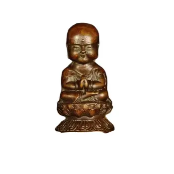 Бронзовая Статуя Будды Статуя Маленького Монаха Статуя Тибетского Буддиста Дзен Садовый Орнамент Медитация Статуэтки Домашнего Декора