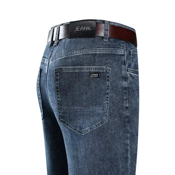 2023 Весна Осень Новая качественная одежда Мужские прямые джинсы с высокой талией, классические винтажные деловые повседневные хлопчатобумажные брюки, брюки