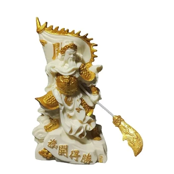 Трассировка золота Wu Shen Guan Gong Фигурка Статуя Художественная Скульптура из смолы Высококачественная домашняя комната, офисное украшение фортуны Бесплатная доставка
