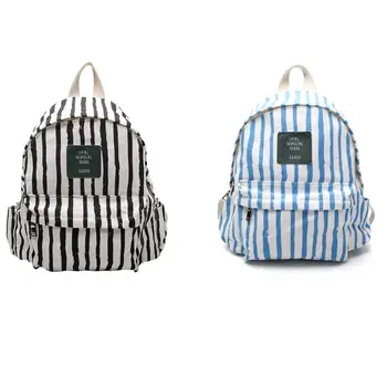 Женский холщовый рюкзак в полоску Большой емкости, рюкзак для путешествий, сумка для книг, школьная сумка для девочек-подростков