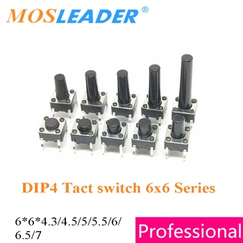 Mosleader 1000шт 4P 6*6*4.3 мм 6* 6 4,5 В 5Ч 5,5 В 6Ч 6,5 В 7Ч Переключатель такта серии 6x6 Тактильный Кнопочный микропереключатель