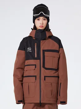 Лыжная куртка и брюки для мужчин и женщин, ветрозащитный зимний костюм, Спорт на открытом воздухе, Одежда для сноуборда, Теплый лыжный костюм на пуху, Зима
