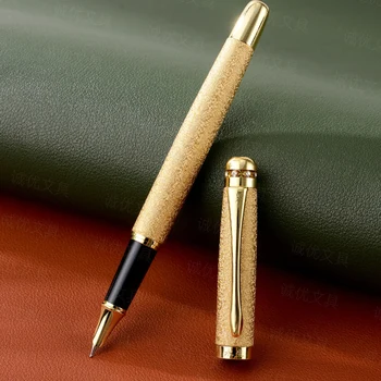 Матовая на ощупь Роскошная Золотая металлическая ручка Офисные школьные Стационарные наконечники для авторучек бизнес Подарок 0,38 мм