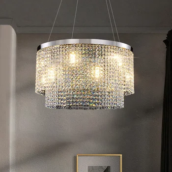 Современная хрустальная люстра для гостиной Роскошный домашний декор Светодиодные лампы Cristal Круглые подвесные светильники