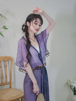 Летние шорты Hanfu с улучшенной системой Han Element Song, вращающаяся юбка, демонстрирующая белый цвет и темперамент, Новая китайская национальная одежда