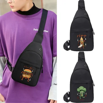 Нагрудная сумка, холщовая поясная сумка, женская поясная сумка, мужская модная сумка с милым принтом монстра, дорожная спортивная сумочка, сумка для телефона, карман на бедре, сумка