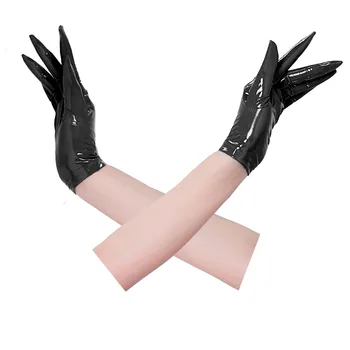 Сексуальные Короткие перчатки из блестящей искусственной кожи из ПВХ, готический Панк, хип-поп, джазовая клубная одежда, перчатки для танцевальных выступлений, аксессуары для костюмов для косплея