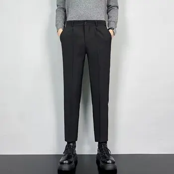 Брюки для мужчин, Офисные или мужские брюки, Высококачественные легкие Укороченные брюки в деловом стиле, приталенные, Новые модели 2023 года.