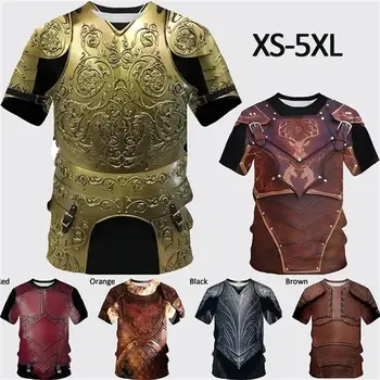 Футболка с изображением средневековых рыцарских доспехов для мужчин, одежда с 3D принтом, футболка для косплея в стиле милитари, модная уличная одежда, винтажные топы, футболка