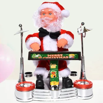 Танцующий поющий Санта Клаус украшение играющий на барабане Рождественская музыка движущиеся фигурки плюшевые без украшений