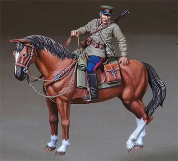 Наборы миниатюрных моделей из смолы в разобранном виде 1/35 русского старинного Офицера (1 Фигурка и 1 Лошадь), Неокрашенные