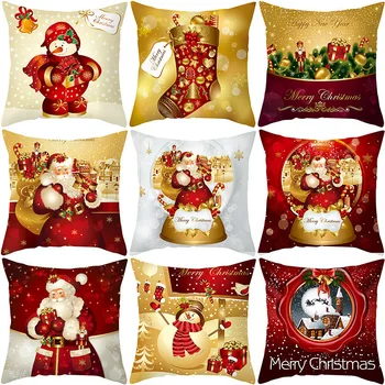 45 * 45 Рождественский чехол для подушки, Санта-Клаус, Наволочка со снежинками, Веселые Рождественские украшения, Украшения для дома, Новогодние подарки