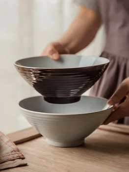 Китайская керамическая шляпа со спиральным узором, миска для лапши, миска для лапши быстрого приготовления, миска для супа, миска для дома