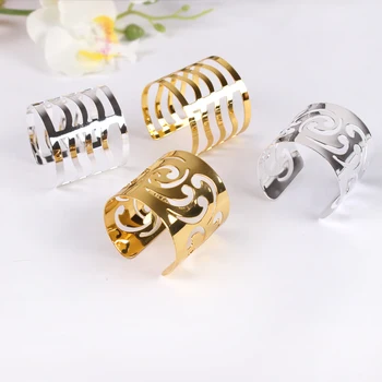 Тканевое кольцо для салфеток с открытым ртом, полый волнистый узор, золото и серебро, гостиничные принадлежности, 10 шт.