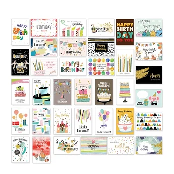 36 упаковок поздравительных открыток, экологически Чистых уникальных открыток на День рождения, Большой набор открыток с Днем рождения для взрослых и детей с надписью