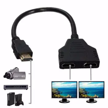 Адаптер передачи сигнала Конвертер 30 см 1 В 2 выхода Кабель-разветвитель Высококачественный адаптер, совместимый с 1080p HDMI