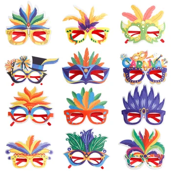 Подарки для украшения вечеринки Марди Гра, Сувениры для детей, Цветные очки с перьями, маски для глаз на тему Карнавала, Декор для вечеринки 