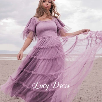 Lucy Line Вечернее платье для свадьбы, платья для гостей для женщин, многослойное выпускное платье из сетки, женские вечерние платья Sharon Happy