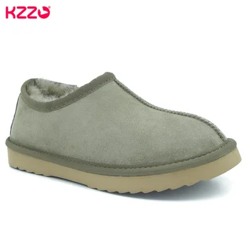 KZZO/ Новые женские Ультра Мини Зимние ботинки из натуральной овчины, замши, натуральной шерсти, повседневная теплая обувь на меховой подкладке с неглубокими щиколотками