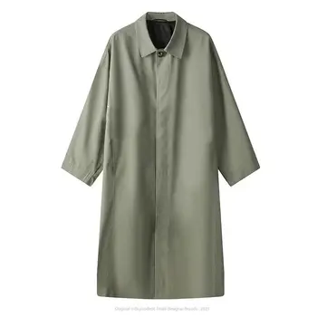 Весенне-осеннее мужское длинное пальто, ветровка, Повседневный свободный дизайн, однотонный тренч, модные мужские куртки в корейском стиле, верхняя одежда H41