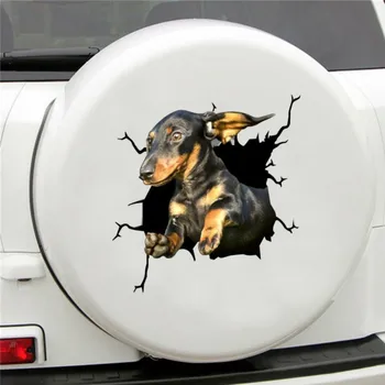 Waterproof Car Decals Sticker Crack Cartoon Dog Window Home Door Decro Wall Sticker наклейки на авто
